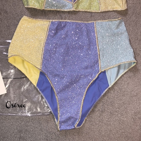 Oséree Shine Coloré High Waisted Color-Block Glitter Bikini - Picture 10 of 16